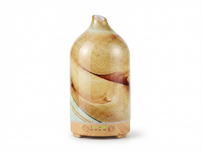 Hand-Blown Glass Essential Oil Diffuser – Ultrasonic Cool Mist with Auto Shut-Off & LED Night Light.